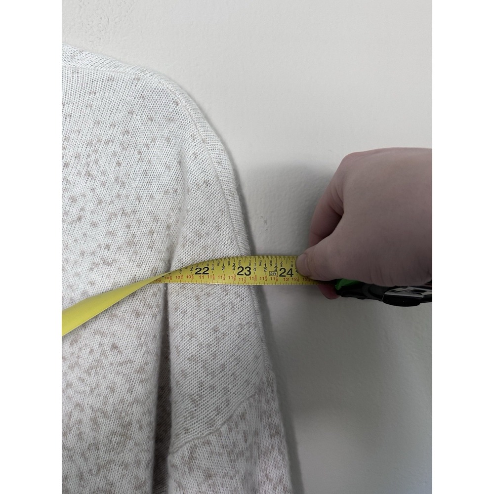 Cashmere/Merino Wool Blend Speckled Oatmeal Tan Cardigan Sweater Neutrals - Picture 14 of 15